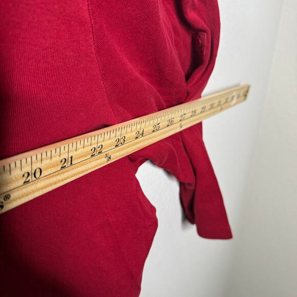 Lauren Ralph Lauren 2X Red 100% Cotton Long Sleeve Top Logo Button Classic Fit - Picture 3 of 8